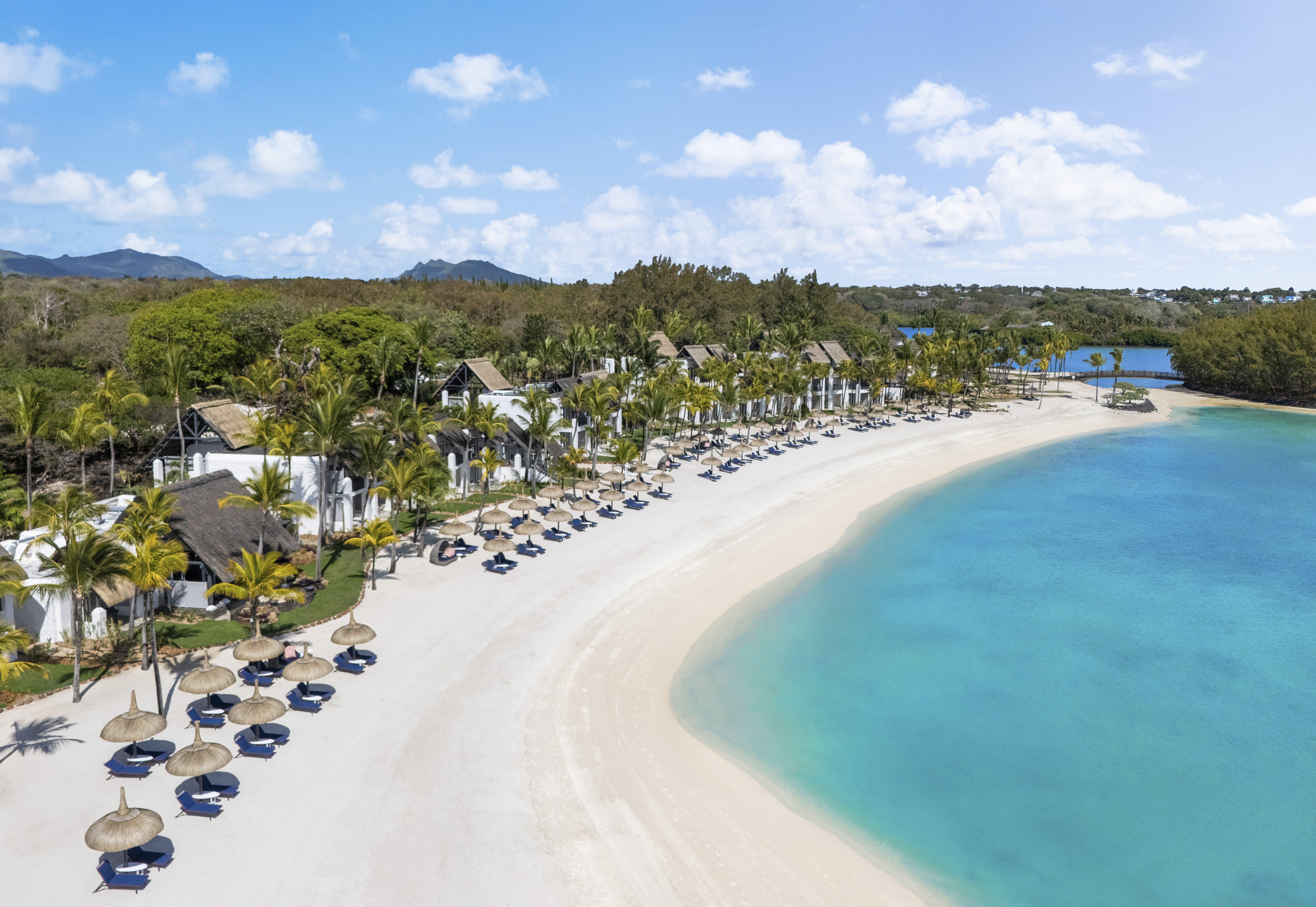 Aerial view of Shangri-La Le Touessrok resort in Mauritius.