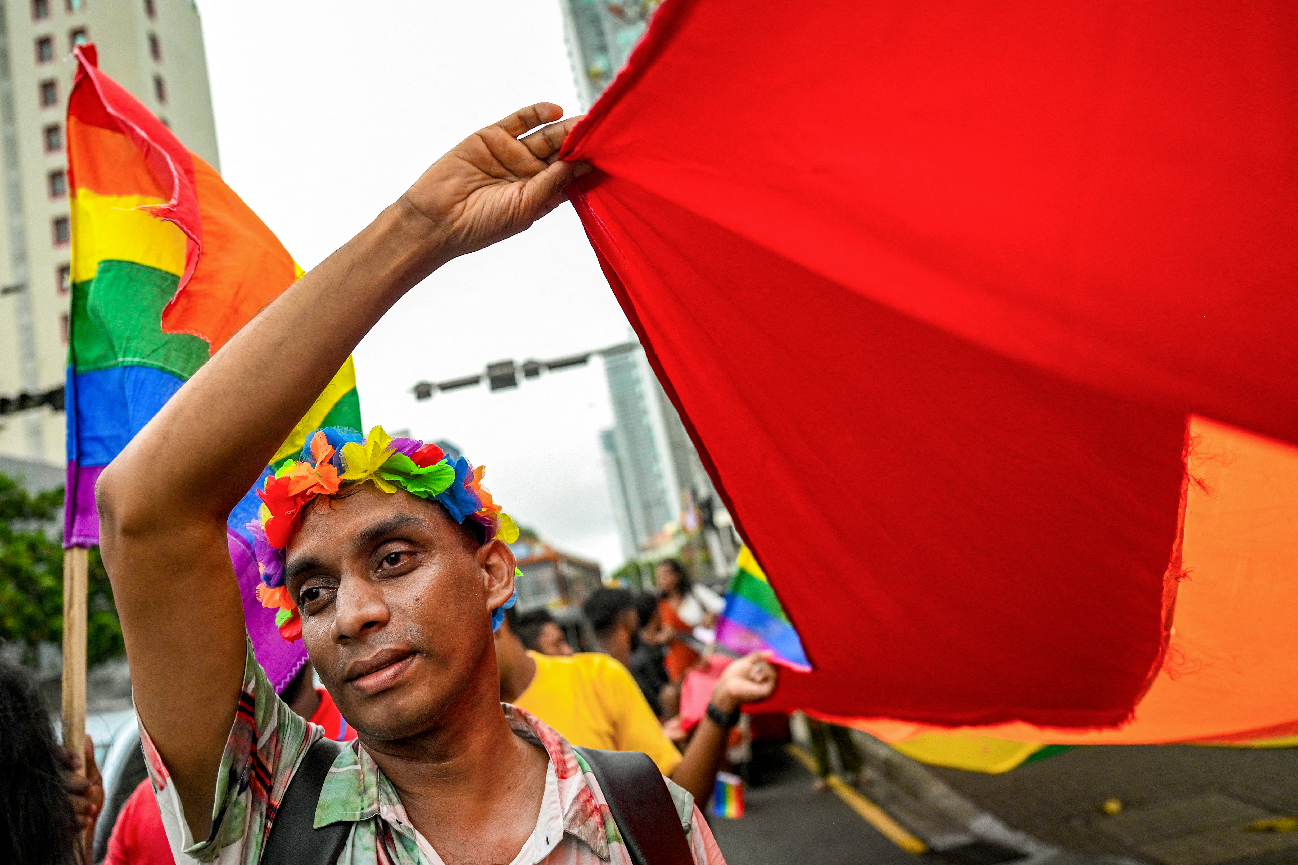 A gender rights activist marching in Sri Lanka; part of our story on travel safety in the country.
